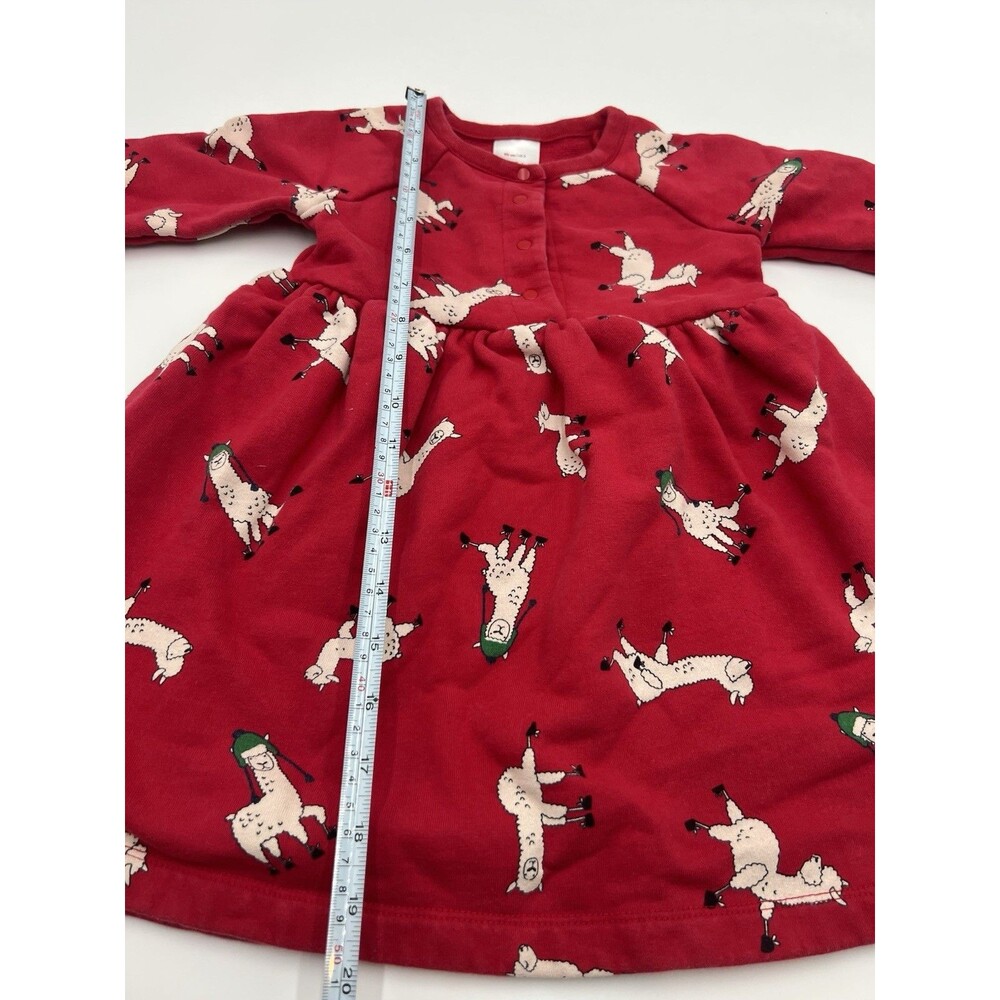 Hanna Andersson Girls Size 3 Red Long Sleeve Llama Sweater Dress Holiday Winter - Picture 3 of 7